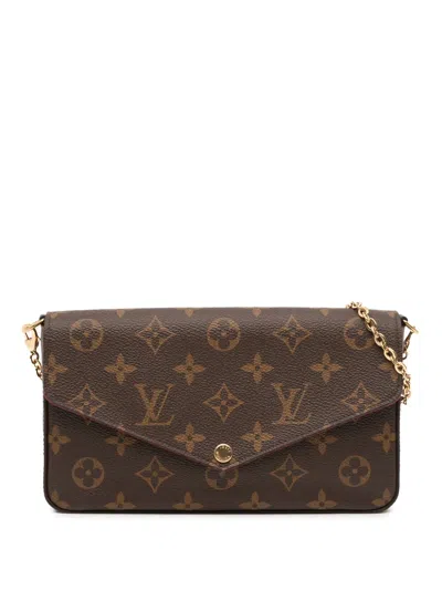 Pre-owned Louis Vuitton 2018 Monogram Pochette Felicie Crossbody Bag In Brown