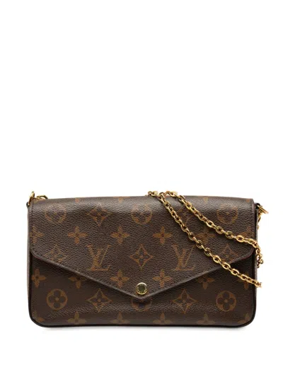 Pre-owned Louis Vuitton 2018 Monogram Pochette Felicie Crossbody Bag In Brown