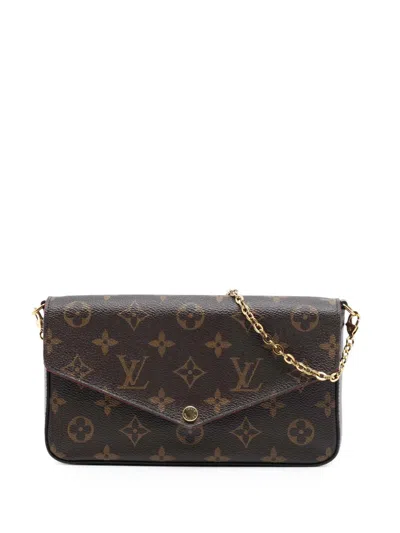 Pre-owned Louis Vuitton 2018 Monogram Pochette Felicie Crossbody Bag In Brown