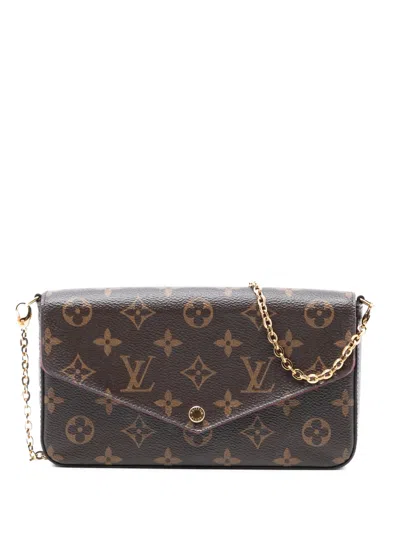Pre-owned Louis Vuitton 2018 Monogram Pochette Felicie Crossbody Bag In Brown