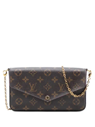 Pre-owned Louis Vuitton 2018 Monogram Pochette Felicie Crossbody Bag In Brown
