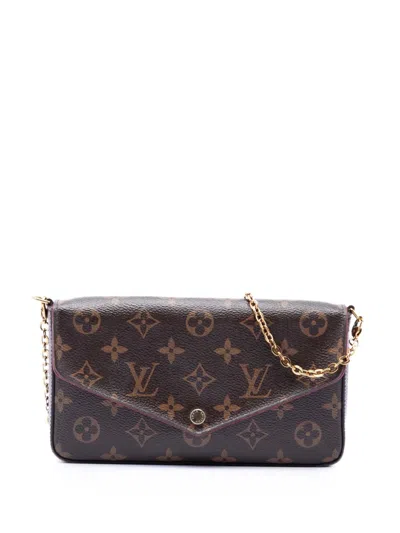 Pre-owned Louis Vuitton 2018 Monogram Pochette Felicie Crossbody Bag In Brown