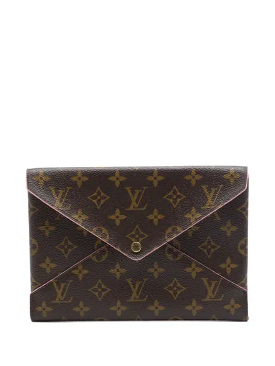 Pre-owned Louis Vuitton 2018 Monogram Pochette Kirigami Gm Clutch Bag In Brown