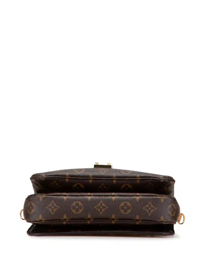 Pre-owned Louis Vuitton 2018 Monogram Pochette Metis Satchel In Brown