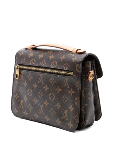 Pre-owned Louis Vuitton 2018 Monogram Pochette Metis Satchel In Brown