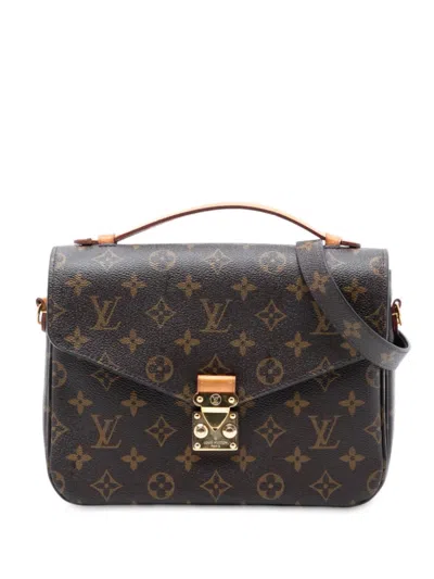 Pre-owned Louis Vuitton 2018 Monogram Pochette Metis Satchel In Brown