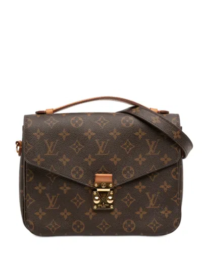 Pre-owned Louis Vuitton 2018 Monogram Pochette Metis Satchel In Brown