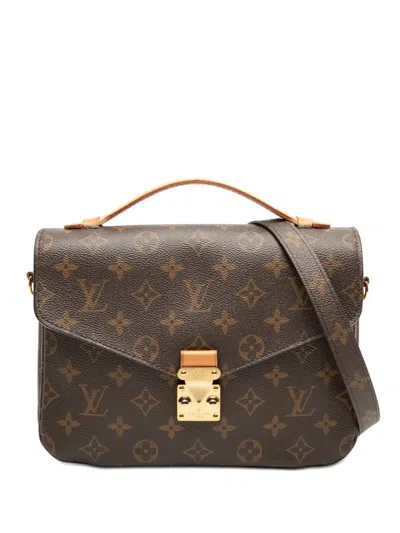 Pre-owned Louis Vuitton 2018 Monogram Pochette Metis Satchel In Brown