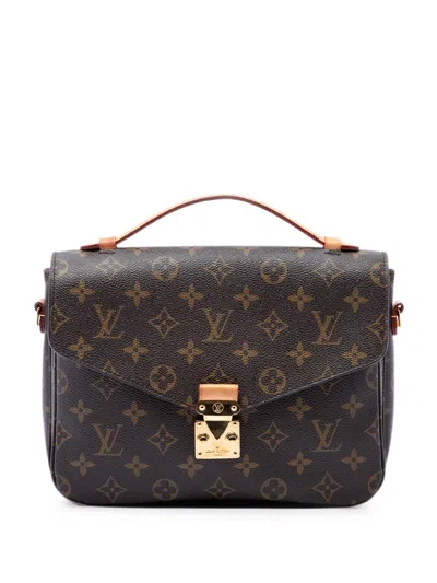 Pre-owned Louis Vuitton 2018 Monogram Pochette Metis Satchel In Brown