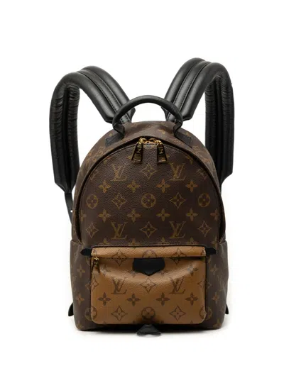 Pre-owned Louis Vuitton 2018 Monogram Reverse Palm Springs Pm Backpack In Brown