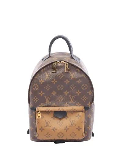 Pre-owned Louis Vuitton 2018 Monogram Reverse Palm Springs Pm Backpack In Brown