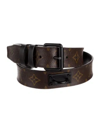 Pre-owned Louis Vuitton 2018 Monogram Santur Chain 35mm Waist Belt In Brown