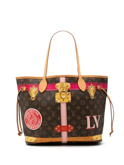 Pre-owned Louis Vuitton 2018 Monogram Summer Trunks Neverfull Mm Tote Bag In Brown