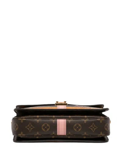 Pre-owned Louis Vuitton 2018 Monogram Summer Trunks Pochette Metis Satchel In Brown