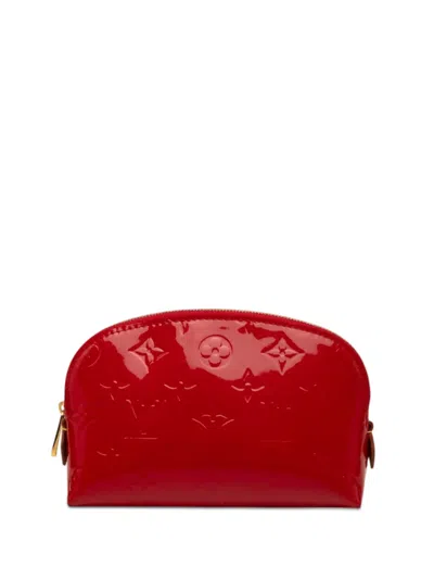 Pre-owned Louis Vuitton 2018 Monogram Vernis Cosmetic Pouch In Red