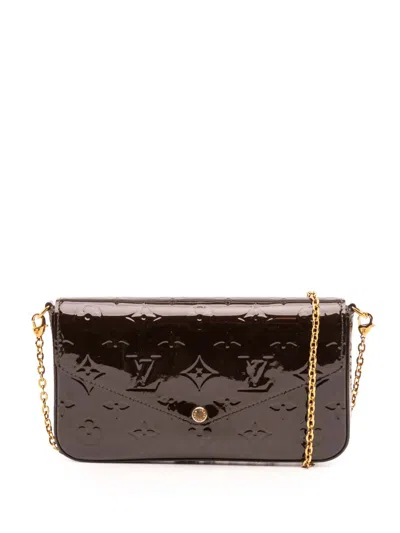 Pre-owned Louis Vuitton 2018 Monogram Vernis Pochette Felicie Crossbody Bag In Purple