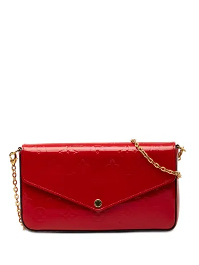 Pre-owned Louis Vuitton 2018 Monogram Vernis Pochette Felicie Crossbody Bag In Red