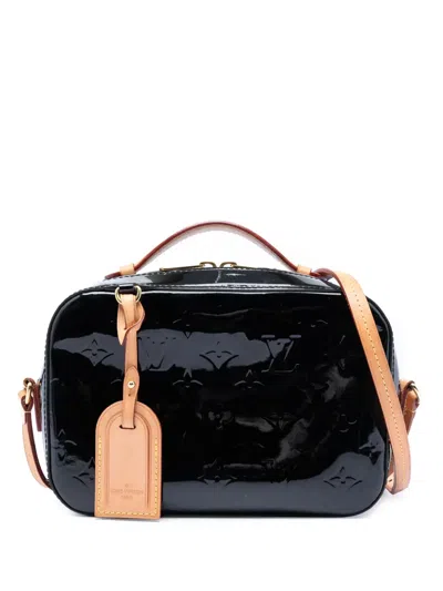 Pre-owned Louis Vuitton 2018 Monogram Vernis Santa Monica Camera Bag Satchel In Black