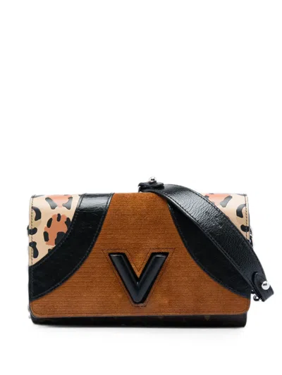 Pre-owned Louis Vuitton 2018 Monogram Wild At Heart Twist Wallet On Chain Crossbody Bag In Brown