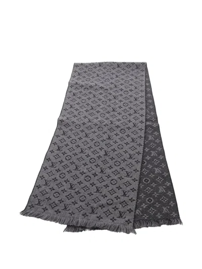 Pre-owned Louis Vuitton 2018 Monogram Wool Scarf In Gray
