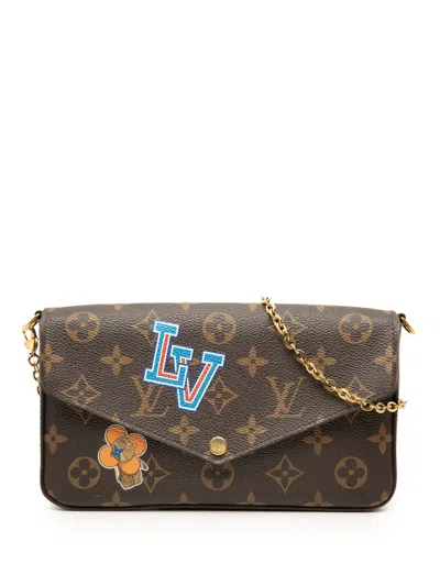 Pre-owned Louis Vuitton 2018 Monogram World Tour Pochette Felicie Crossbody Bag In Brown