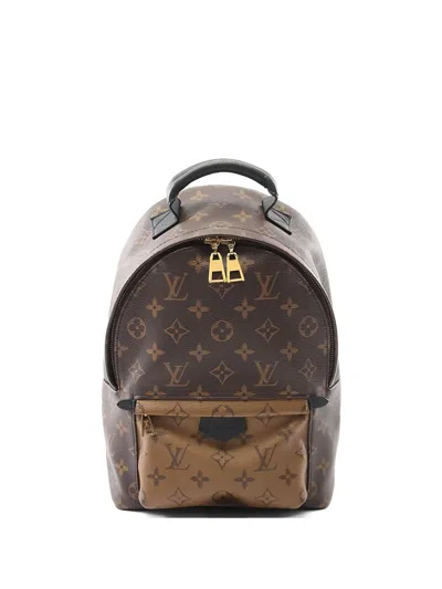 Pre-owned Louis Vuitton 2018 Monogram Zip Palm Springs Backpack In Brown
