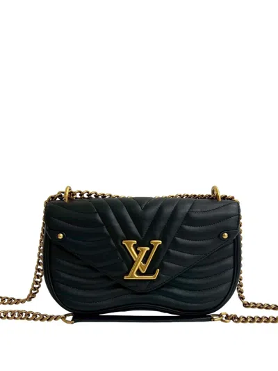Pre-owned Louis Vuitton 2018 New Wave Chain Bag Mm Satchel In Black