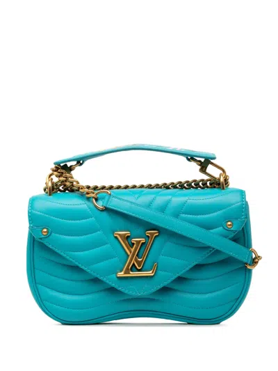 Pre-owned Louis Vuitton 2018 New Wave Chain Bag Mm Satchel In Blue
