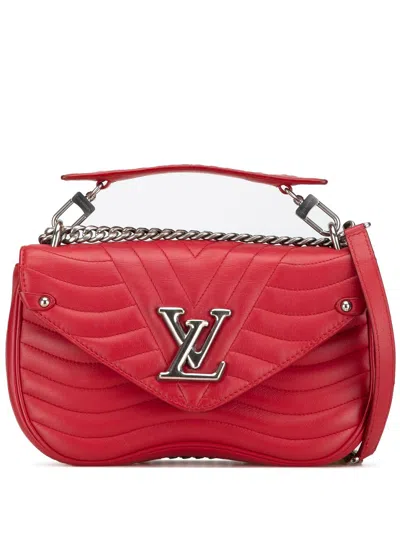 Pre-owned Louis Vuitton 2018 New Wave Chain Bag Mm Satchel In Red