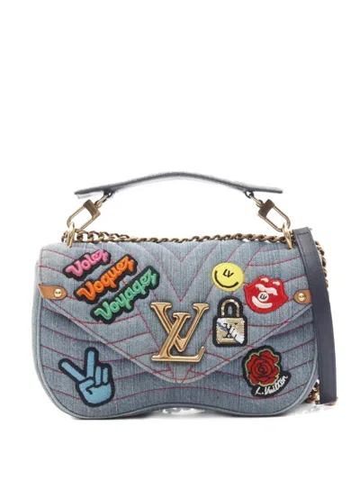 Pre-owned Louis Vuitton 2018 New Wave Chain Mm Shoulder Bag In Blue