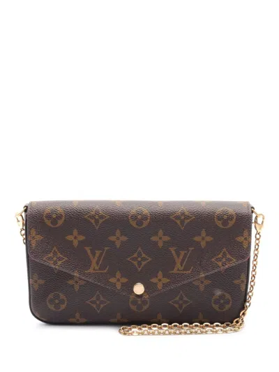 Pre-owned Louis Vuitton 2018 Pochette Felicie Chain Wallet In Brown