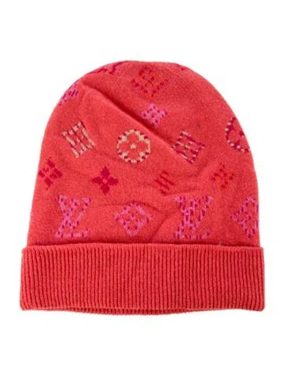 Pre-owned Louis Vuitton 2018 Pop Multi-monogram Wool Beanie In Red