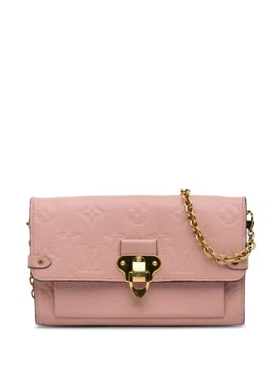 Pre-owned Louis Vuitton 2018   Monogram Empreinte Vavin Wallet On Chain Crossbody Bag In Pink
