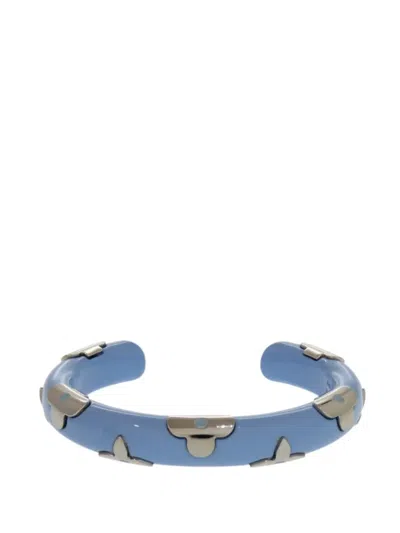 Pre-owned Louis Vuitton 2018 Resin And Brass Daily Monogram Cuff Bracelet Costume Bracelet In Blue