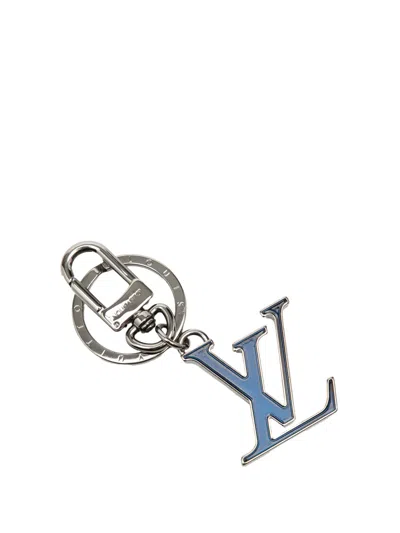 Pre-owned Louis Vuitton 2018 Stainless Steel Chromatic Lv Initials Holder And Bag Charm Key Chain In Blue