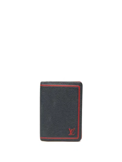 Pre-owned Louis Vuitton 2018 Taiga Pocket Organizer Card Holder In Blue