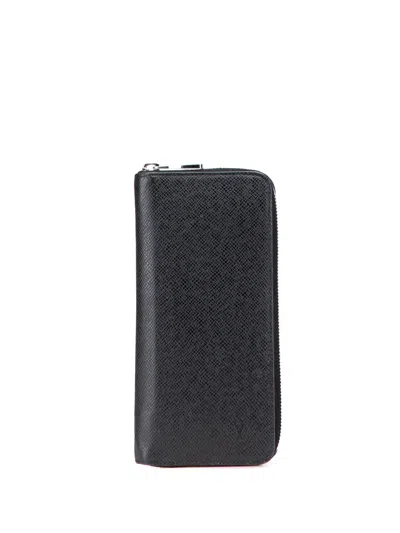 Pre-owned Louis Vuitton 2018 Taiga Zippy Vertical Wallet Long Wallets In Black