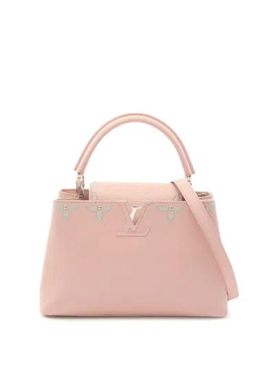 Pre-owned Louis Vuitton 2018 Taurillon Capucines Pm Satchel In Pink