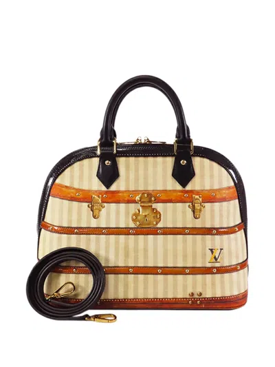 Pre-owned Louis Vuitton 2018 Transformed Canvas Time Trunk Alma Pm Satchel In Brown