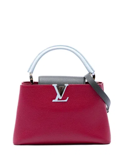 Pre-owned Louis Vuitton 2018 Tricolor Taurillon Capucines Pm Satchel In Red
