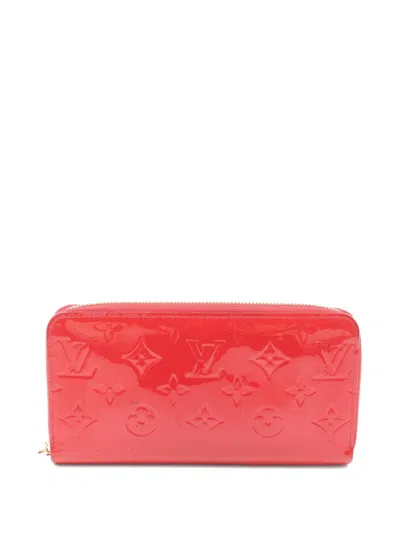 Pre-owned Louis Vuitton 2018 Vernis-leather Zip-around Wallet In Red