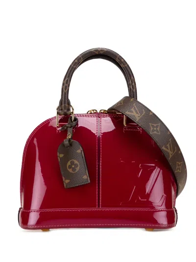 Pre-owned Louis Vuitton 2018 Vernis Miroir Alma Bb Satchel In Purple