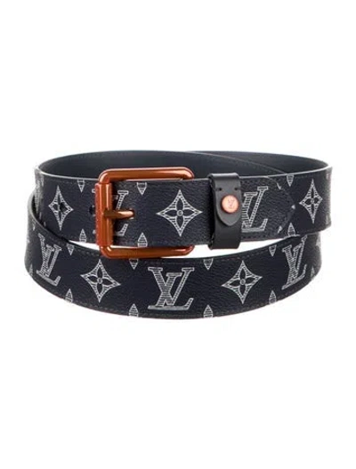 Pre-owned Louis Vuitton 2018 Voyager Monogram Ink 40mm Belt Kit Belt In Blue
