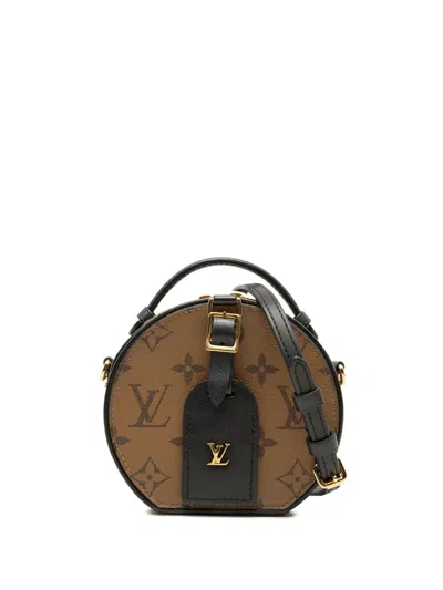Pre-owned Louis Vuitton 2018-2024 Monogram Reverse Mini Boite Chapeau Satchel In Brown