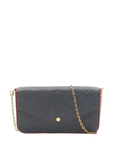 Pre-owned Louis Vuitton 2018-2026 Monogram Empreinte Pochette Felicie Crossbody Bag In Blue