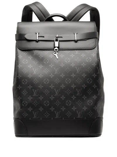 Pre-owned Louis Vuitton 2019-2025 Monogram Eclipse Steamer Backpack In Black
