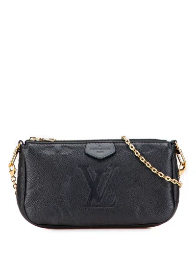 Pre-owned Louis Vuitton 2019-2025 Monogram Giant Empreinte Multi Pochette Accessoires Pouch Crossbody Bag In Black