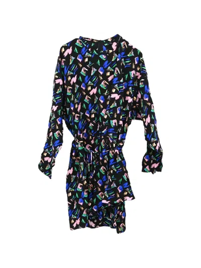 Pre-owned Louis Vuitton 2019 Abstract-print Long-sleeve Dress In Black
