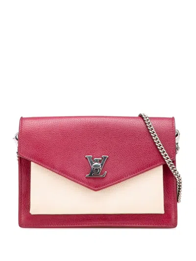 Pre-owned Louis Vuitton 2019 Bicolor Leather Mylockme Chain Pochette Crossbody Bag In Brown