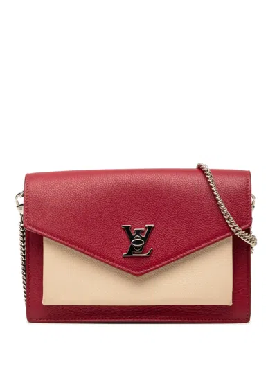 Pre-owned Louis Vuitton 2019 Bicolor Leather Mylockme Chain Pochette Crossbody Bag In Brown